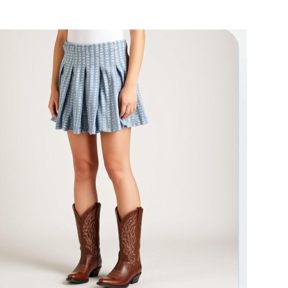 Urban Outfitters Cecile mini skirt in blue and white butterfly print (F11)